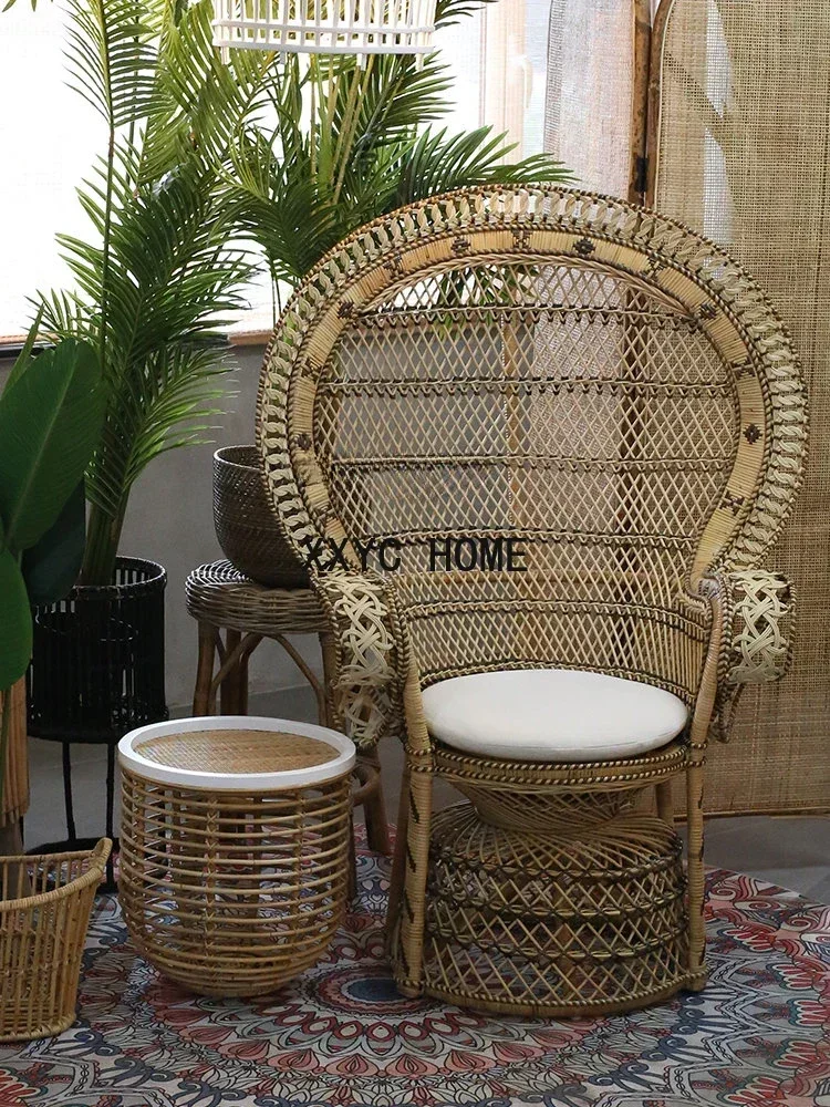 

Кресло-павлин из натурального ротанга B&B, индонезийское дизайнерское одноместное кресло из ротанга