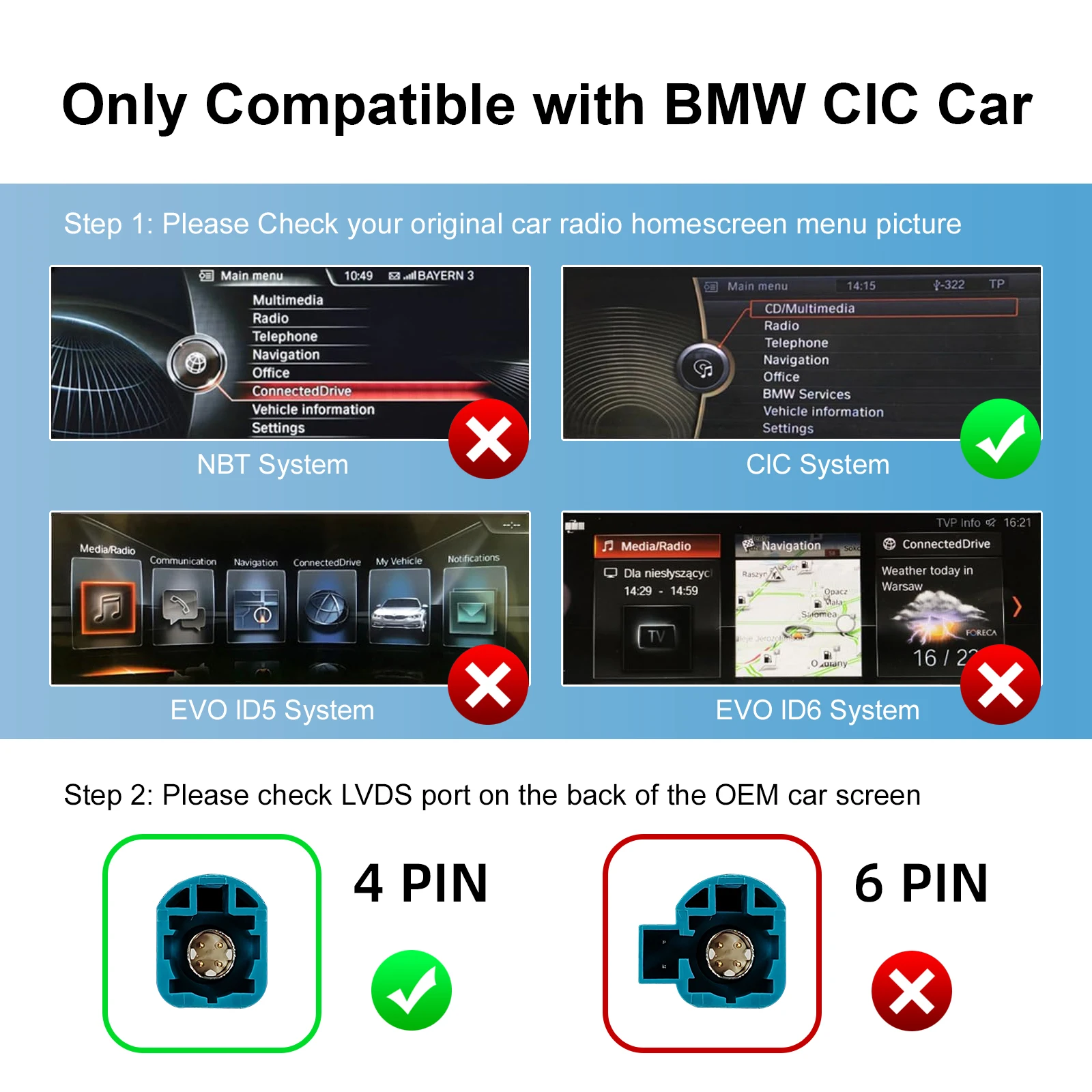 Ezonetronics Wireless CarPlay Android Auto Retrofit Kit Decoder Box for 2008-2014 BMW CIC 1 3 5 6 7 Series/ X1 X3 X5 X6 Z4/ MINI