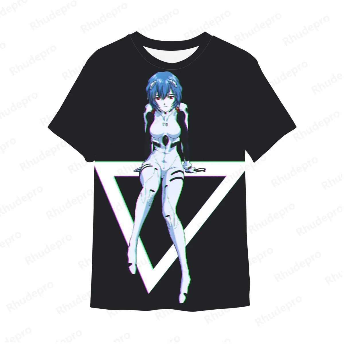 Camiseta Neon Genesis Evangelion masculina, roupas Hip Hop, Tops Y2K, camisas extragrandes estilo Harajuku, moda Anime