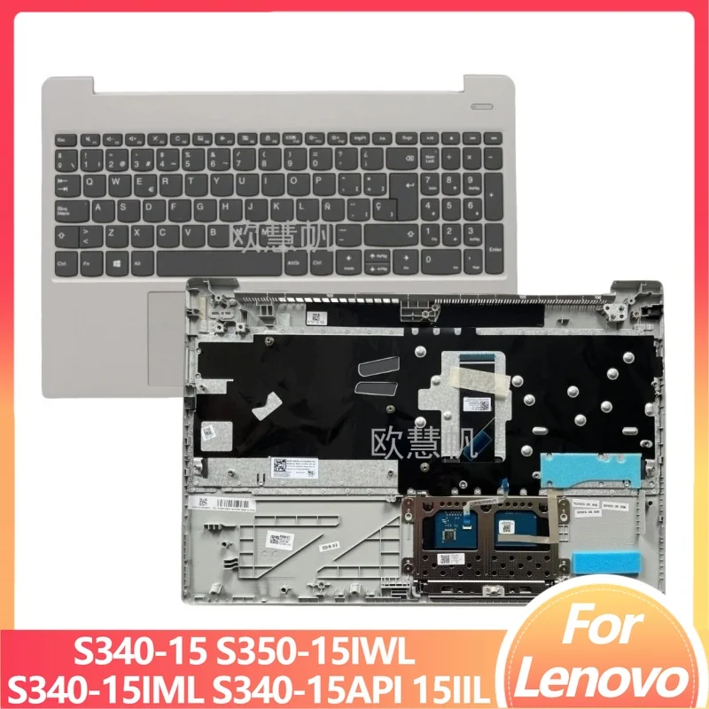 

M SP New for Lenovo Ideapad S340 15 15IWL 15IML 15API 15IIL Laptop Palmrest Upper Cover with Spanish Keyboard Grey 5CB0S18672
