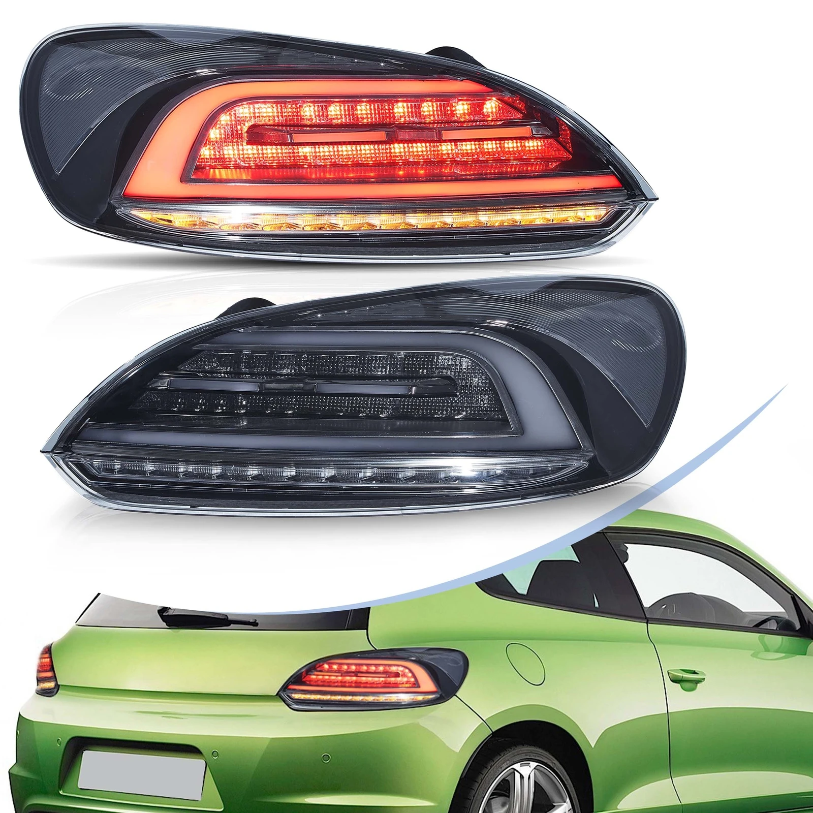 

A Pair SMOKE LED Rear Lights For VW Scirocco MK3 2009-2014 WITH Animation &Sequential