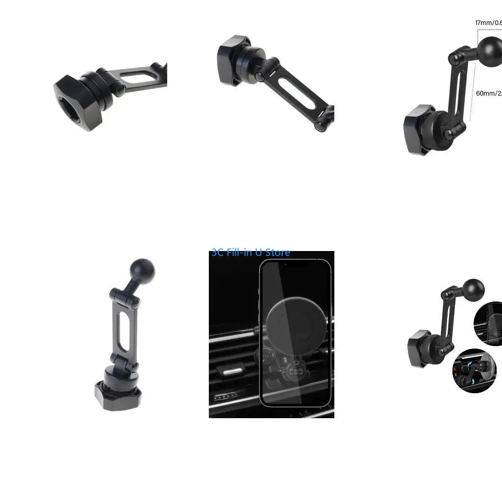 G8TA Ball Joint Extension Arm Car Vent Phone Holder Accessory Adjustable Bracket Extender Rod Female to Male Head Adapter