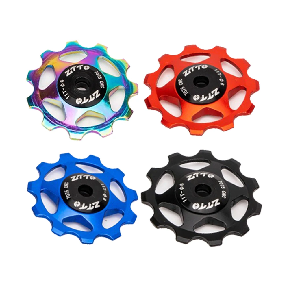 1Pc Colorful Aluminum Alloy MTB Bicycle Rear Derailleur Jockey Wheel Steel Bearing Pulley 11T Road Bike Guide Roller Idler Parts