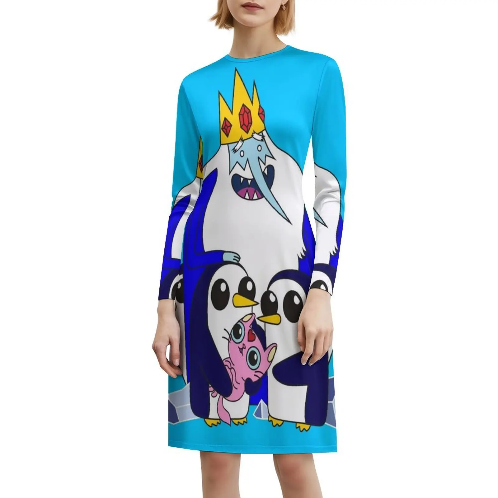 فستان Ice King على الطراز الكوري للنساء فستان كاجوال أنيق للحفلات أو الارتداء اليومي Ice King Iceking King Penguin Penguins #6