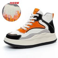 Sneakers invernali donna vera pelle Off White Sneaker stivali invernali scarpe sportive piattaforma alta Retro studente Botas Muje