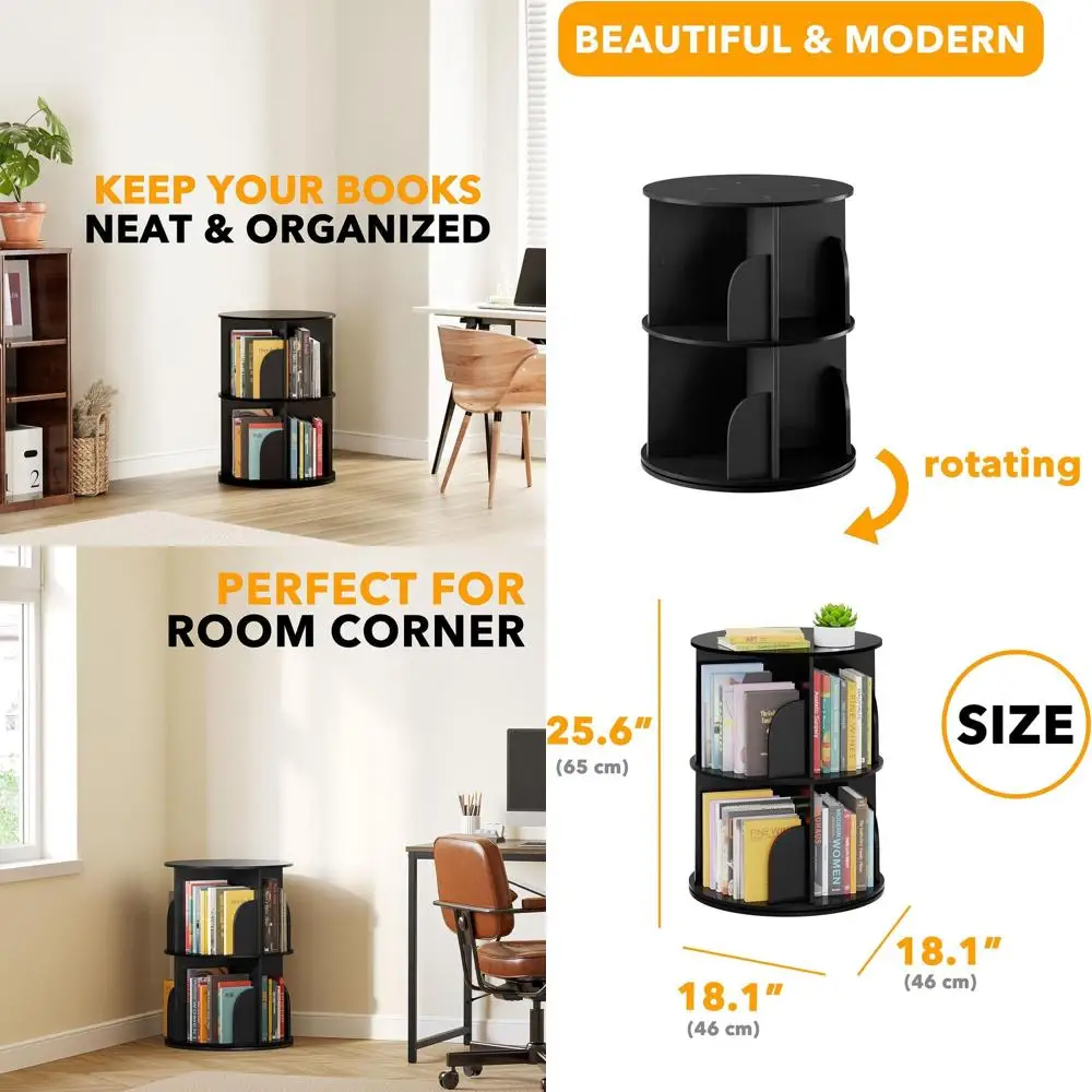 

2-х уровневая вращающаяся книжная полка, вращающийся книжный шкаф Lazy Susan, вращающаяся на 360° книжная полка для хранения, круглая карусель, вертикальное вращение
