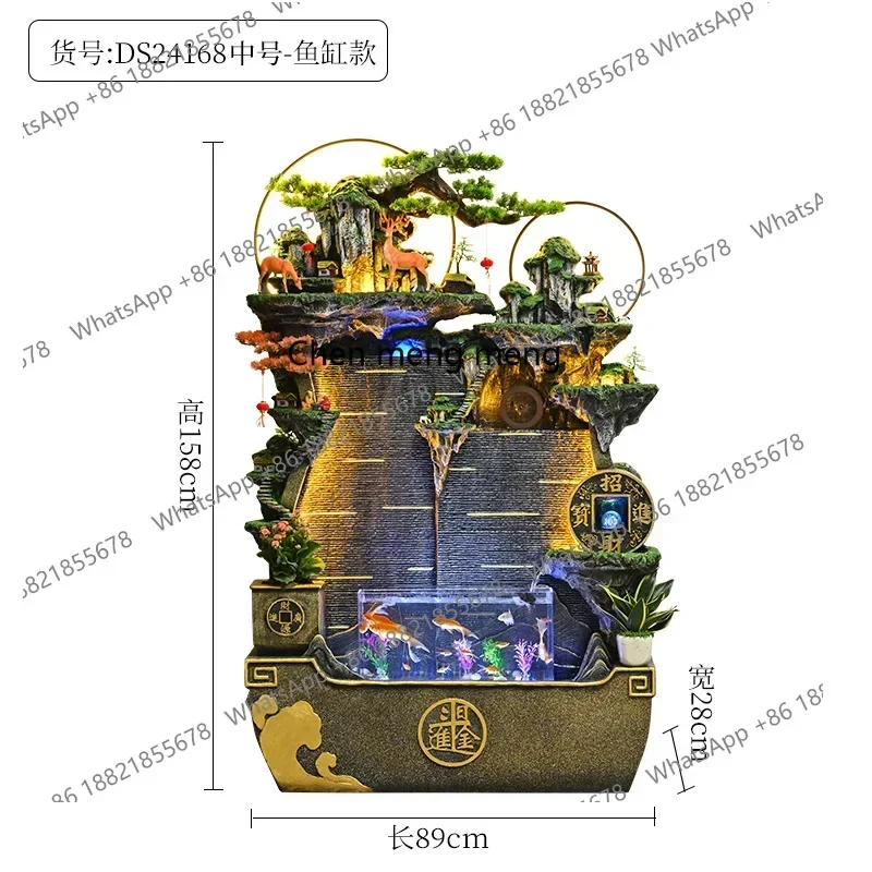 zA68Flowing water fountain water curtain wall screen large floor-to-ceiling fish tank landscape landscaping circulating water