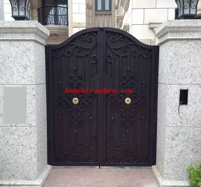 Home Villa Steel Metal Driveway Aluminum Wrought Iron Gates Door Railing Fence Designs Wg11