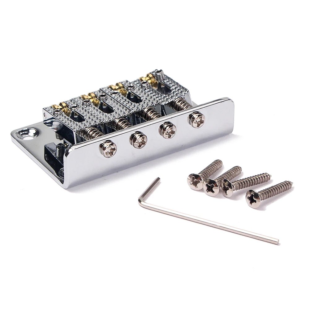 

GA901 Metal 4 String Bass Bridge Vintage Style Bridge for Guitar with 4 Screws and Bridge and Wrench (Silver)