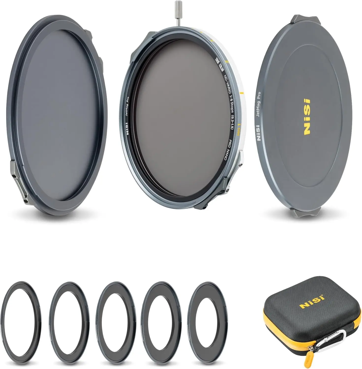 NiSi 67MAG Variable ND Filter Kit Flex Pro, 1-5 Stop True Color VND, Magnetic Attachment, Caddy Pouch, Metal Lens Caps