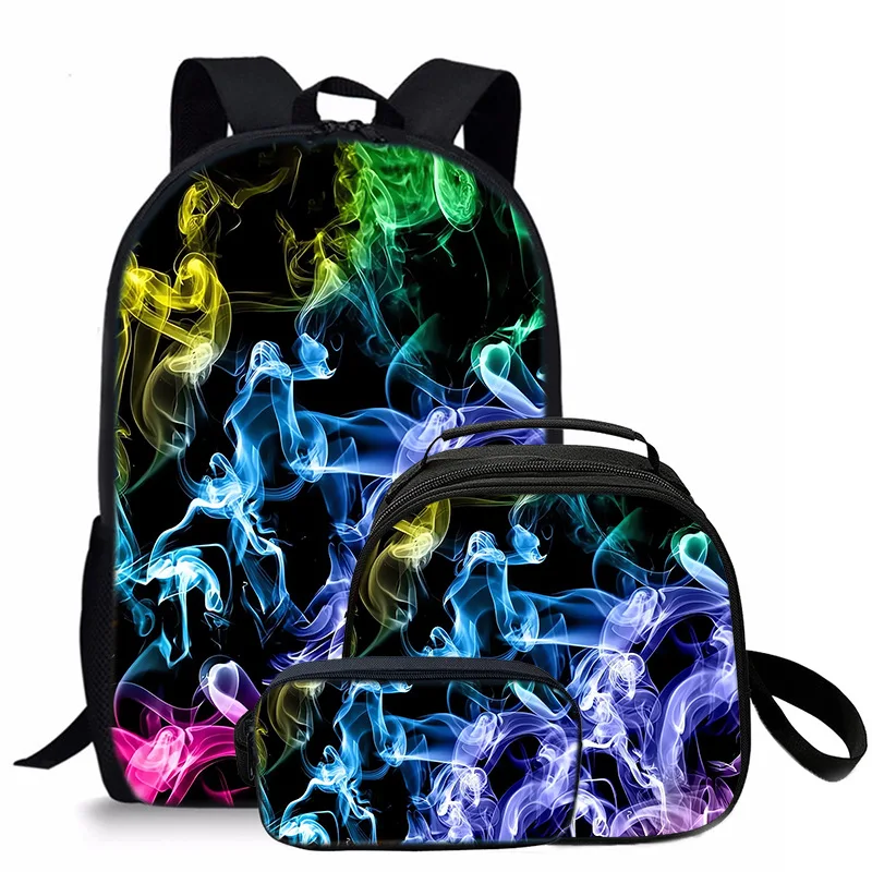 الكرتون شعبية الجدة الدخان 3D طباعة 3 قطعة/المجموعة طالب الحقائب المدرسية كمبيوتر محمول Daypack حقيبة الظهر Crossbody الغداء حقيبة مقلمة
