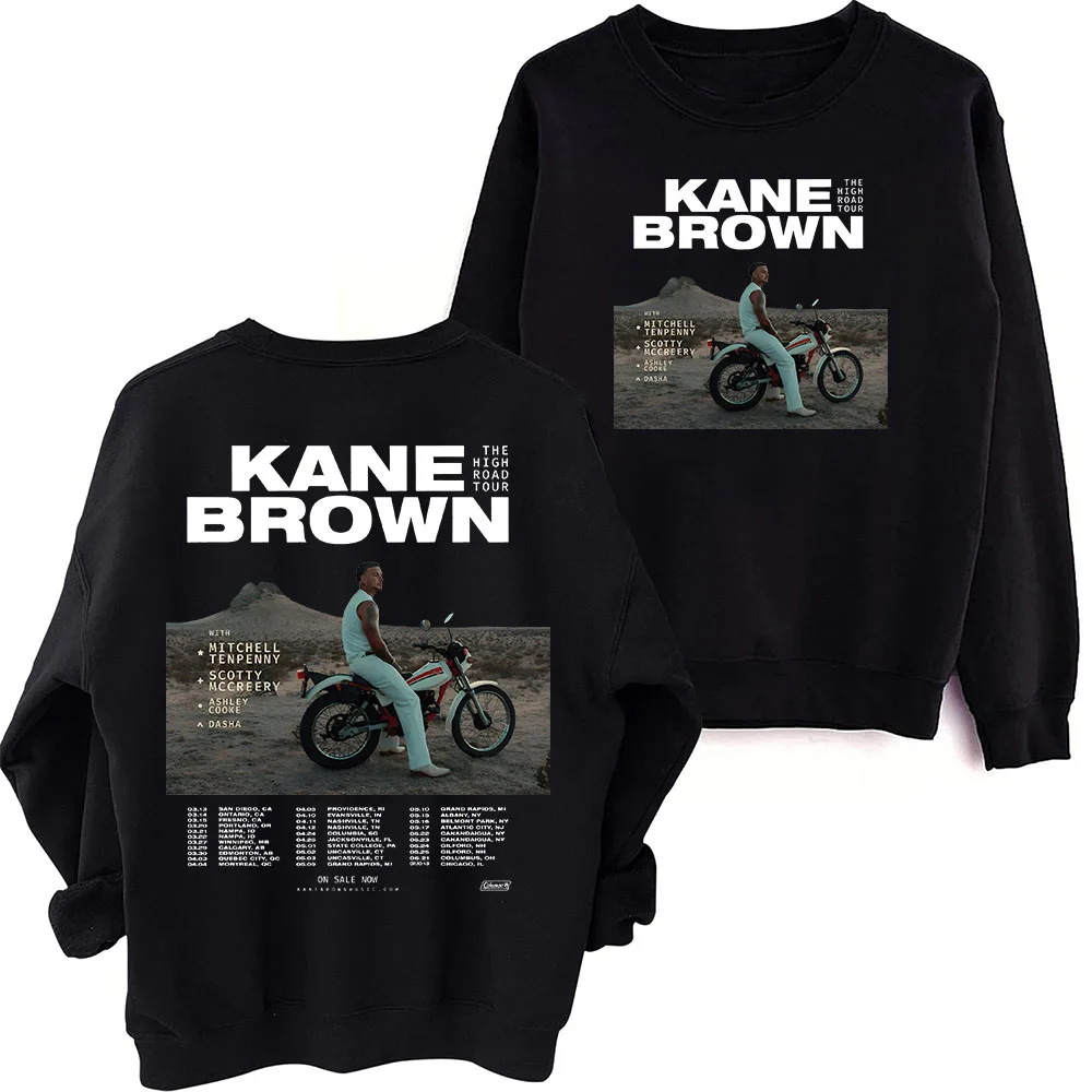 Kane Brown 2025 The High Road Tour Sweatshirt Harajuku Round Neck Long Sleeve Oversized Tops Fans Gift Tops