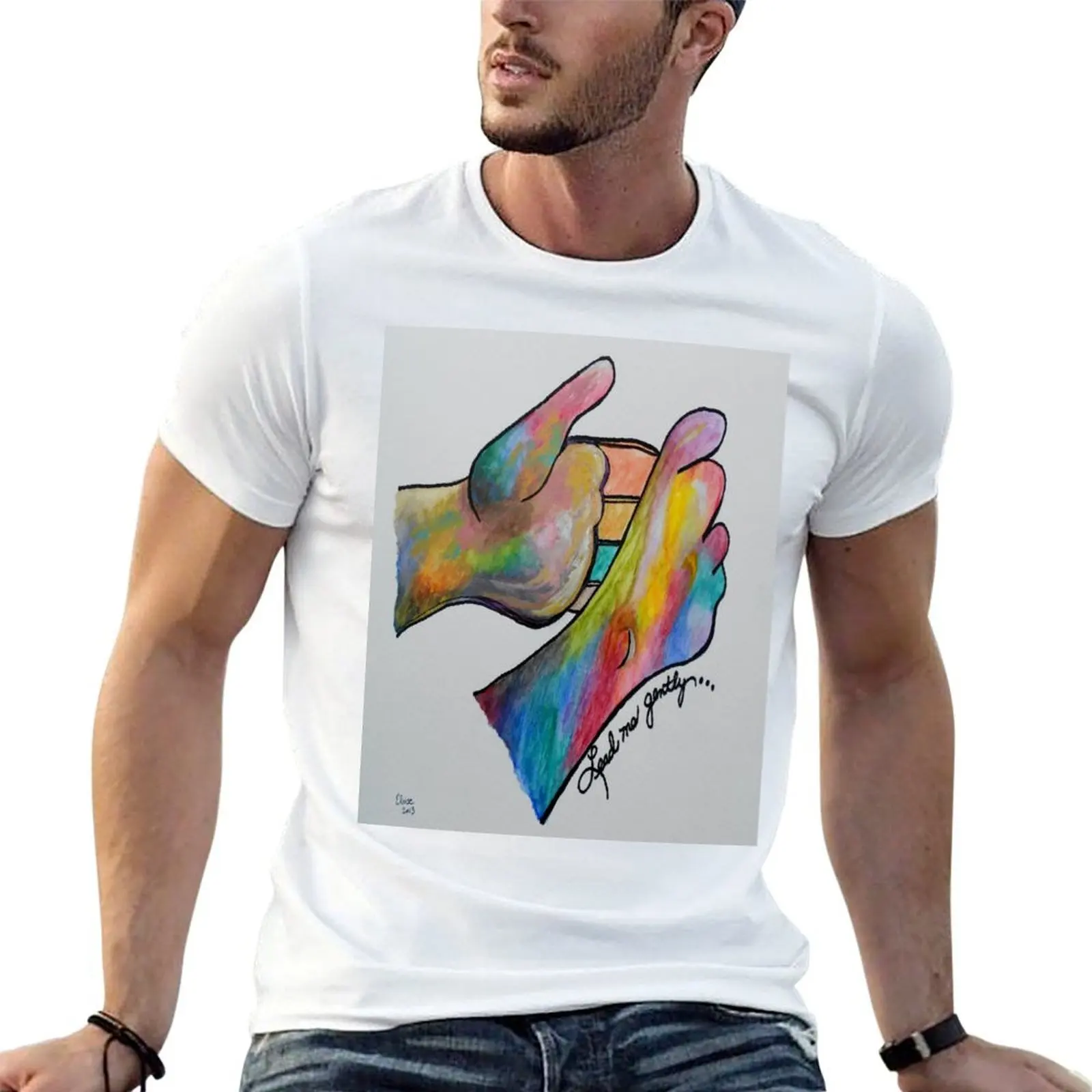 Lead Me Gently - American Sign Language T-Shirt blue archive oversized mens workout shirts