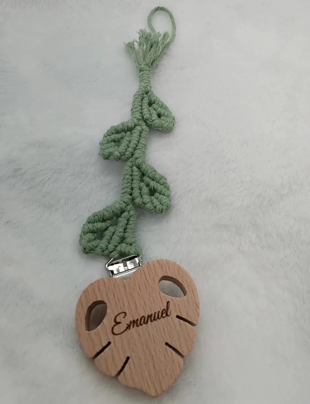 Personalize Name Baby Pacifier Chain Hand Braided Heart Shape Wooden Dummy Pacifier Clips For Nursing Teether Shower Gifts