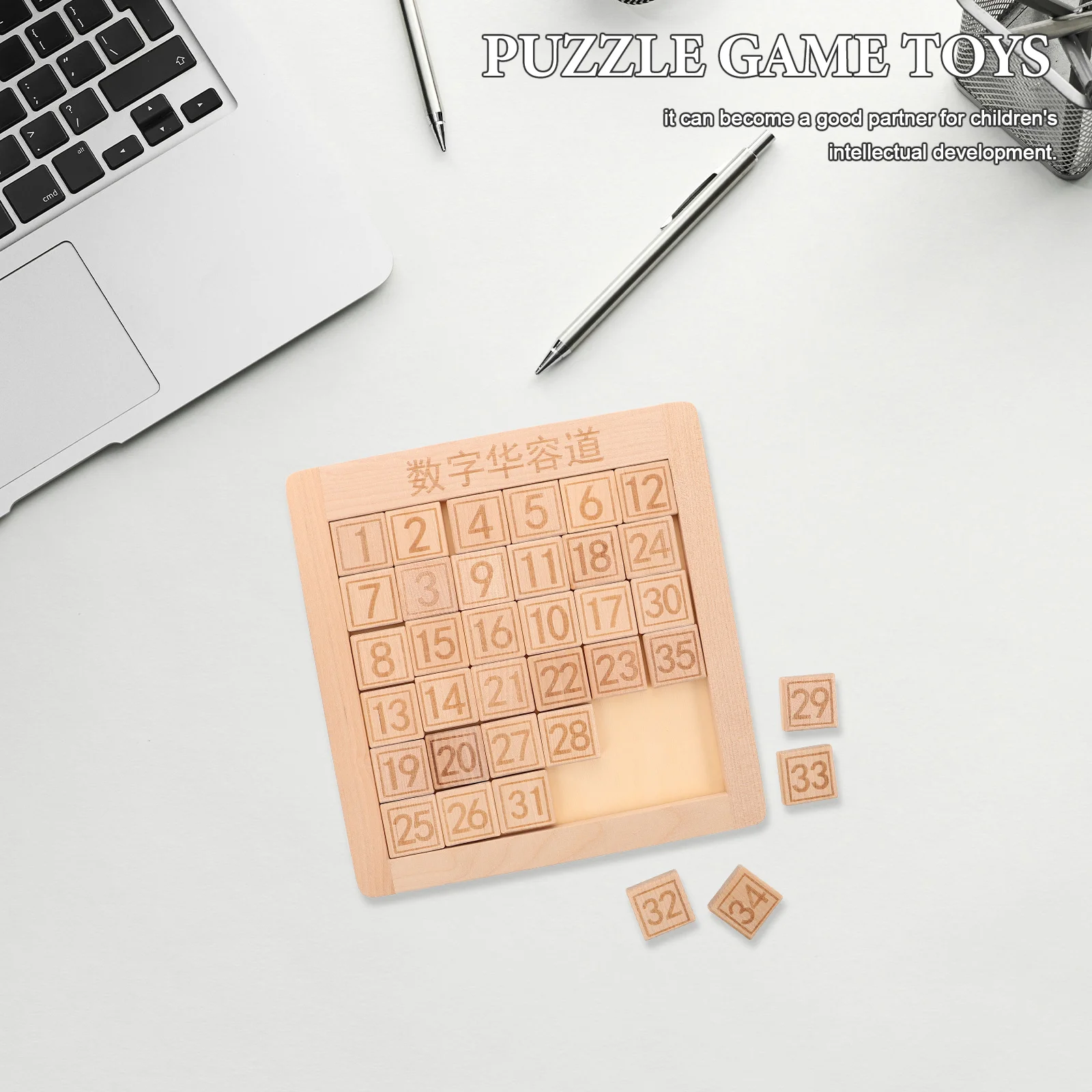 Digitale Huarongdao Houten Glijdende Nummerpuzzel Voor Kinderen Logisch Denken Training Vroeg Leren Brain Teaser Game Montessori