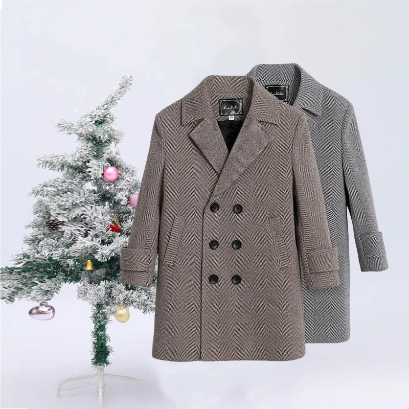 

Teenager Kids Photography Woolen Coat Boys Girls Christmas Winter Thick Warm Wool Coat Child Windproof Outdoor Jacket 2-15Y