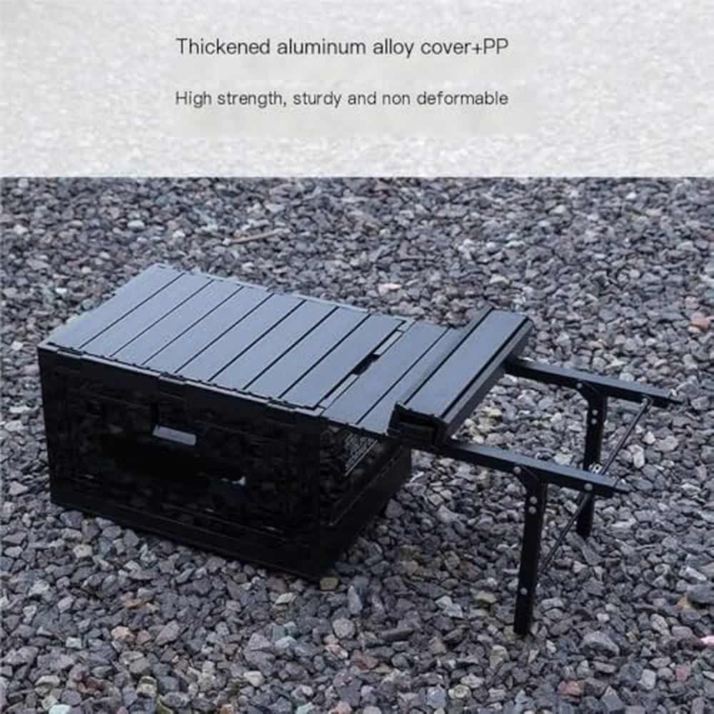 Portable Camping Storage Box Large Capacity Design Easy Fold Structure With Tabletop Function Convenient For Outdoor