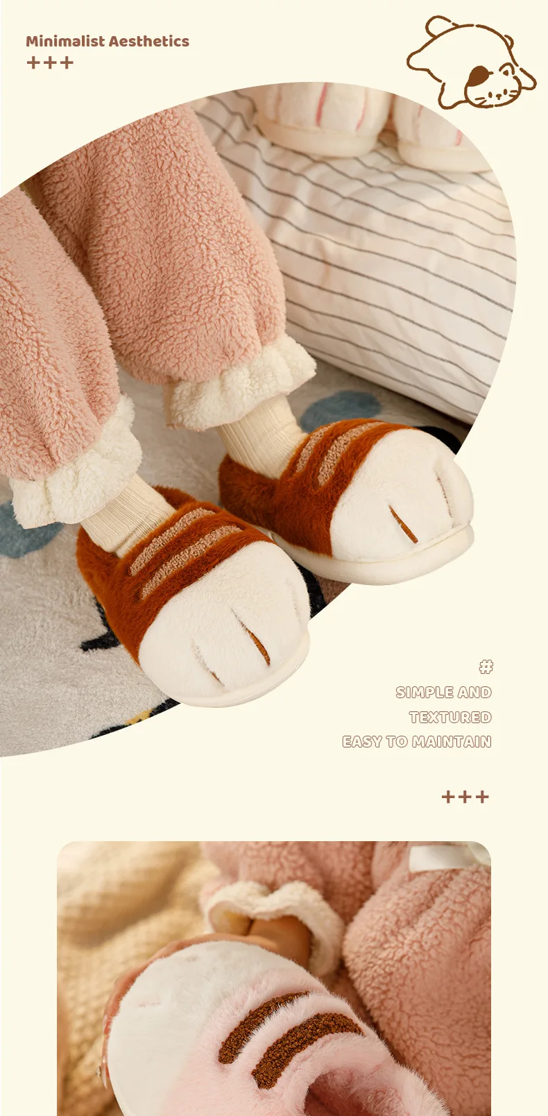 Neue Flauschige Katzenpfoten-Hausschuhe für Damen, Neuartige Kätzchen-Slipper, Flauschige Kätzchen-Hausschuhe, Damen Kawaii Anime Krallen-Slipper – Detail 12