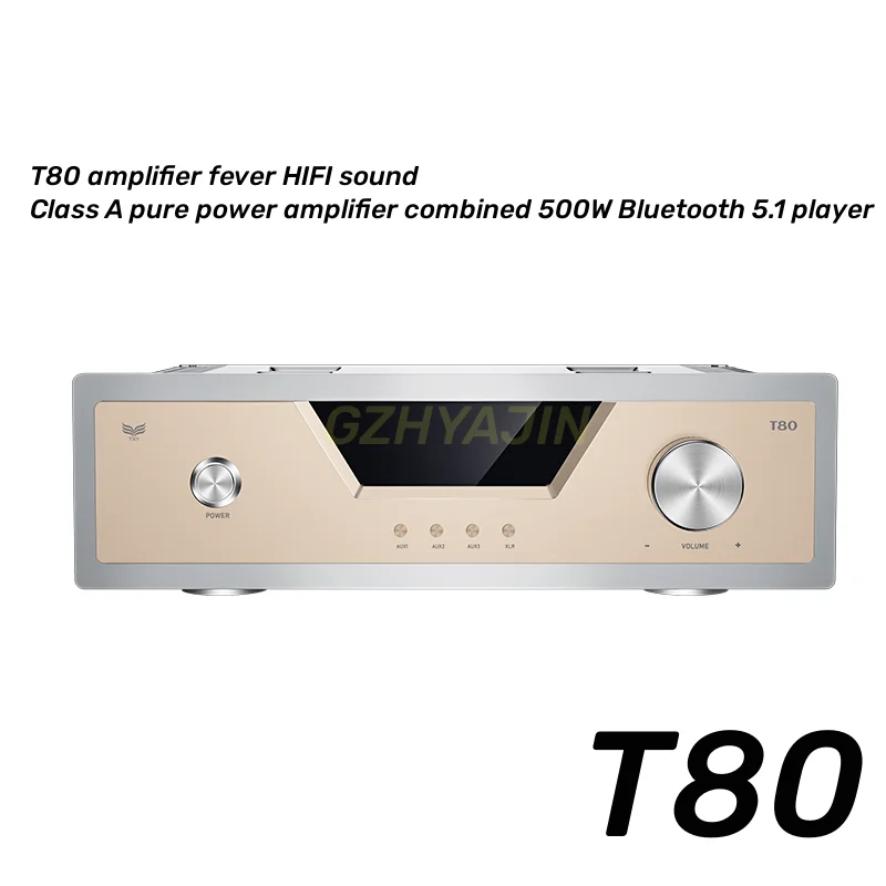 T80 power amplifier fever HIFI audio Class A pure power amplifier combined 500W Bluetooth 5.1 player