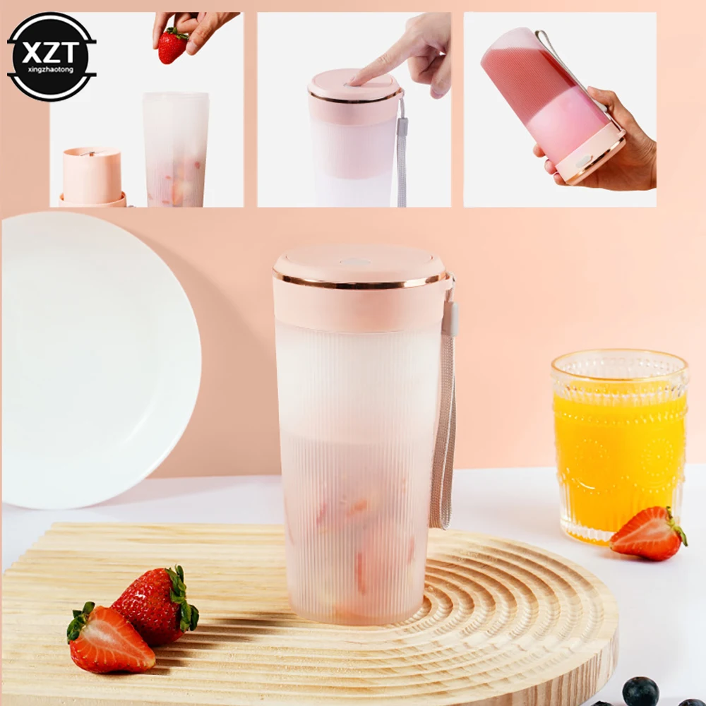 300ML Electric Juicer Portable Smoothie Blender USB Rechargeable Food Processor Fruit Mixer Machine Mini Juicer Blender Cup Home