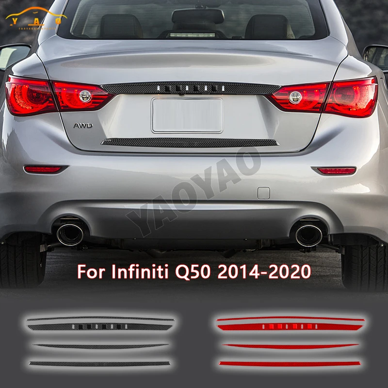 

For Infiniti Q50 2014-2020 Carbon Fiber Car Accessories Trunk Decorative Strip Modified Exterior Trim Cover Soft Sticker