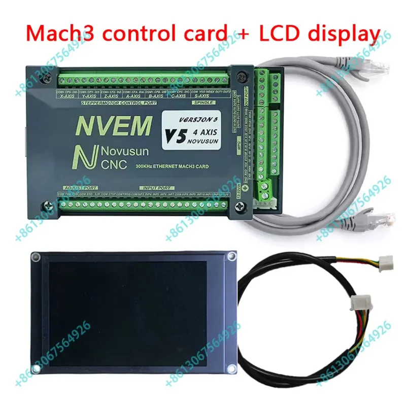 Upgraded Ethernet Mach3 NVEM V5 300K CNC Controller For Engraving Machine Kit 3/4/5/6Axis Control Card Handwheel LCD display