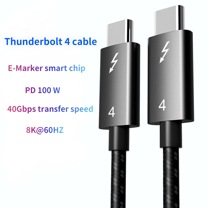 Gen3 Data Cable PD 100W Fast Charging USB C to Type C Thunderbolt 4 Cable 8K@60Hz Cable USB C 40Gbps 2K/4K Video Cabel