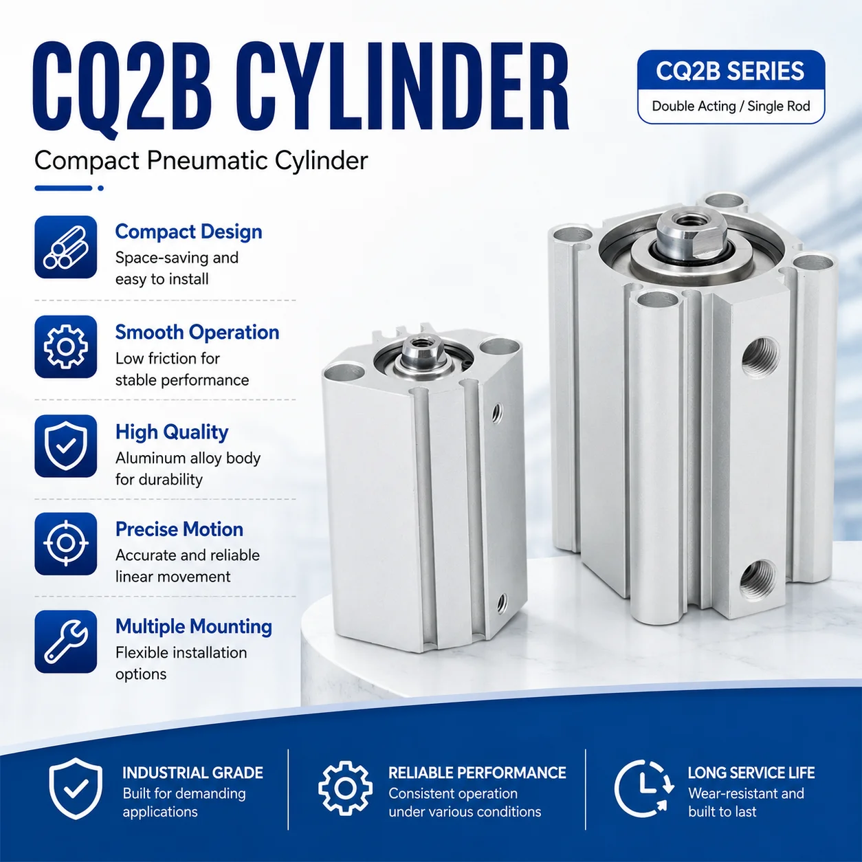AFR Brand CQ2 Series CQ2B Double Acting Thin Compact Cylinder CQ2B12 CQ2B16 CQ2B20 CQ2B25 CQ2B32 CQ2B40 CQ2B50 CQ2B63 CQ2B80x100