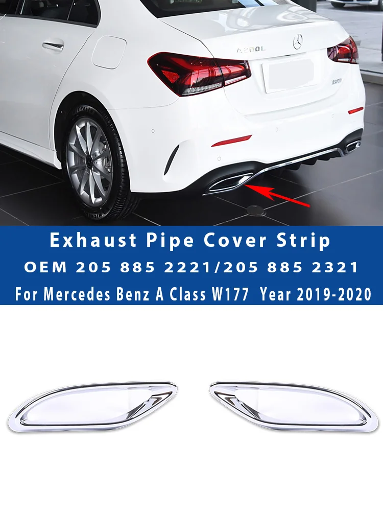 Car Rear Bumper Exhaust Tail Pipe Tips Cover Trim Muffler for Mercedes-Benz W177 A-Class 2019 2020 OEM 2058852221/ 2058852321