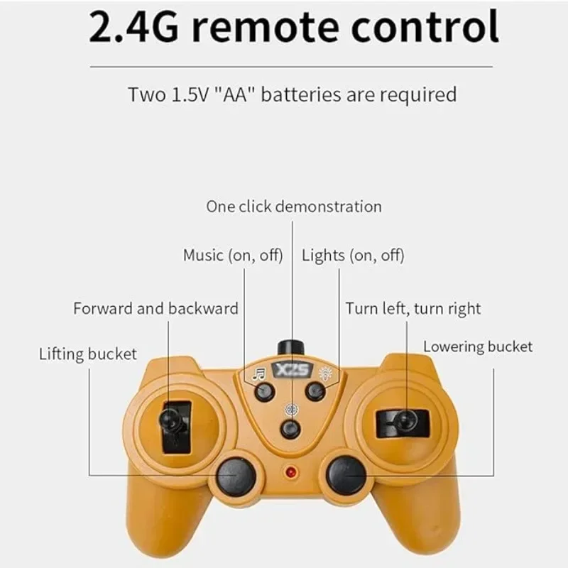 2.4G 1/24 8 ช่องวิศวกรรมรถก่อสร้างรีโมทคอนโทรลรถบรรทุก RC Bulldozer ของเล่น Light