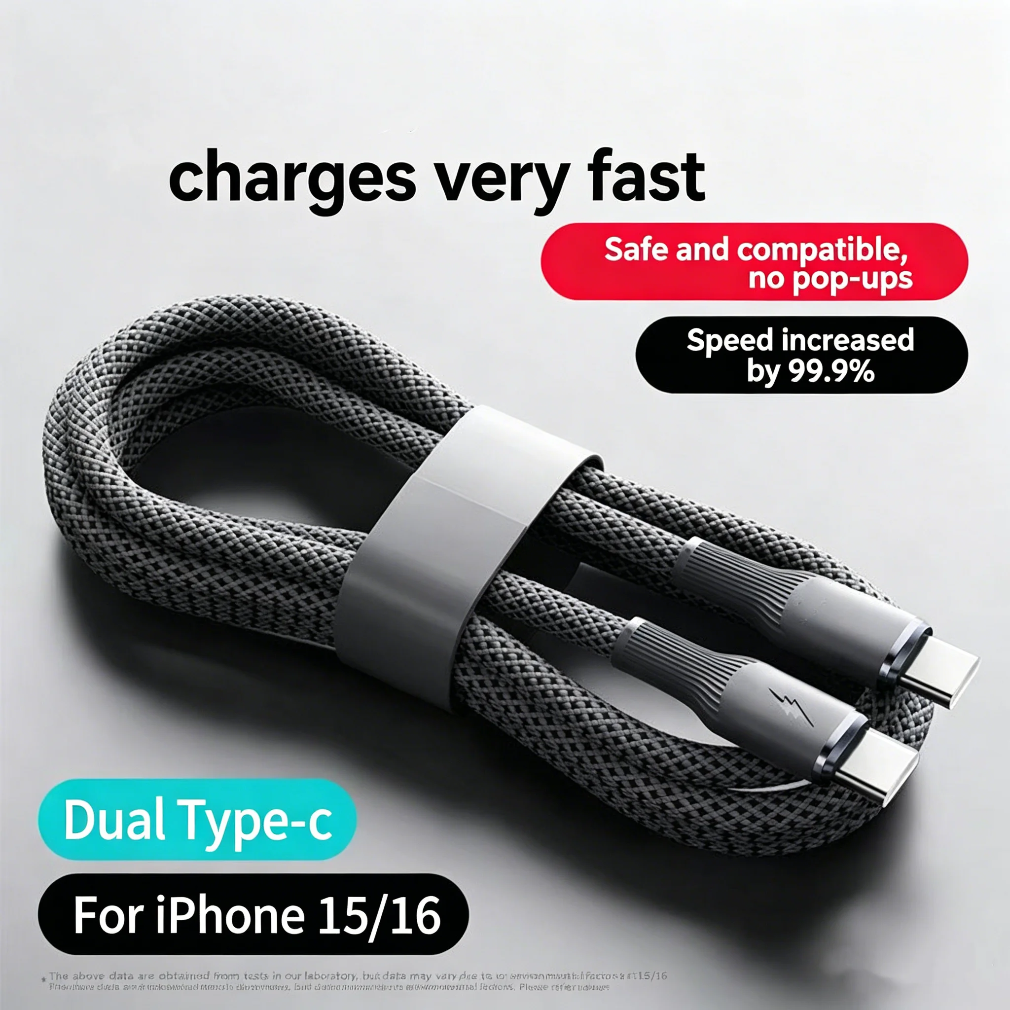 100W High Power Charging Braided Data Cable Dual Type C & USB A to Type C Two Interfaces Safe Stable Transfer Cord For Notebook