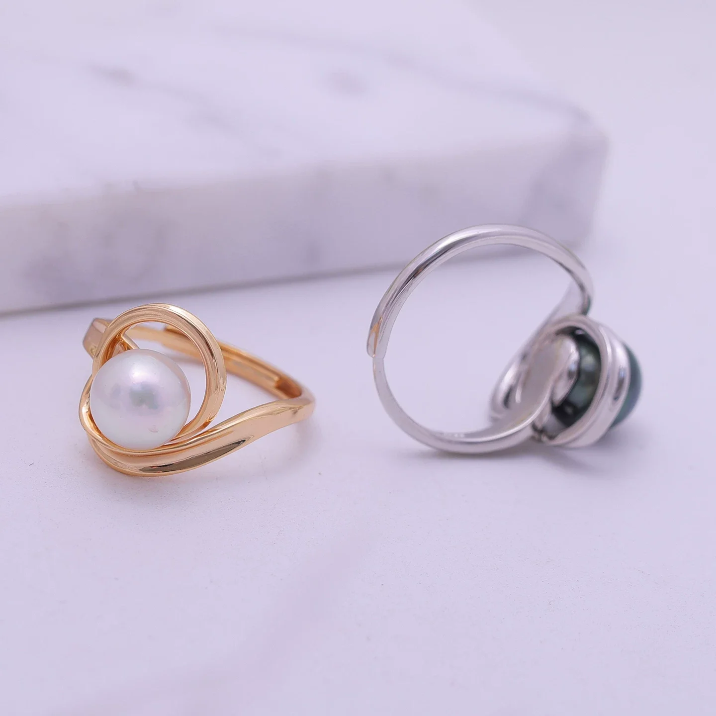 90 S925 sterling silver glossy version three-dimensional temperament ring holder ring adjustment pearl ring holder empty holder
