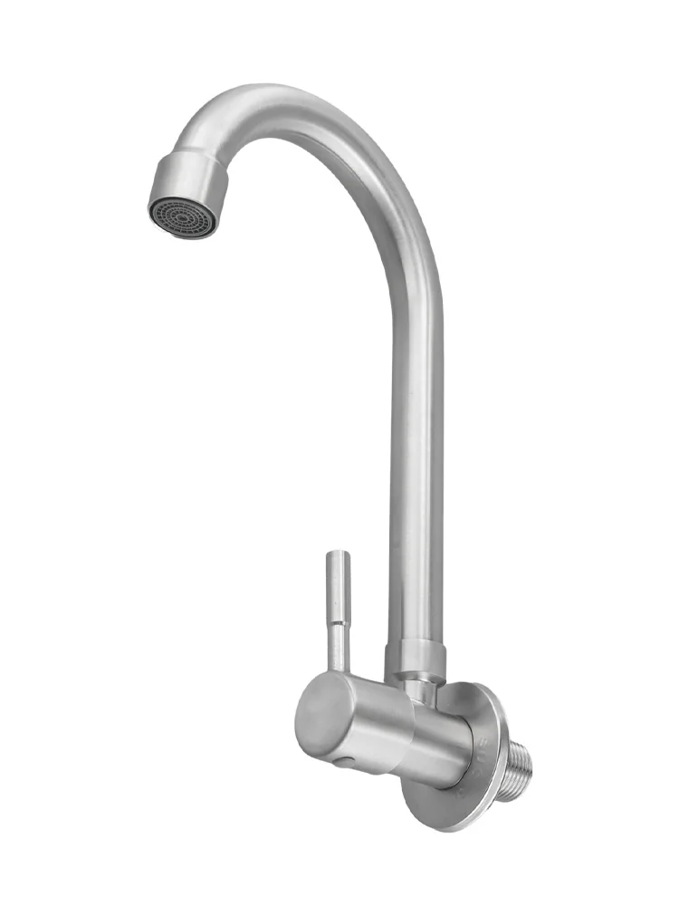 For Kitchen M 260*175 Mm, Big Bend Pipe Wall Mounted Faucet Drip-Free Valve Core Easy Installation Smooth Handle