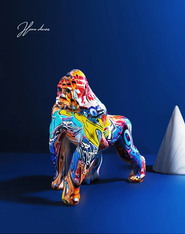 Kreative Bemalte Graffiti-Farbige Gorilla-Figur Kreative Dekoration Handwerk Heim-Eingangsbereich Weinschrank TV-Schrank Dekoration Geschenk – Detail 6