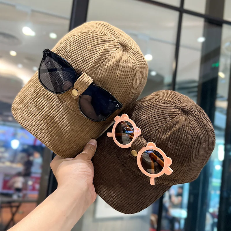 Fashion Trend Kids Sunglasses Baseball Cap Creative Men Women With Parent-child Models Fall And Winter Corduroy Duck Tongue Cap