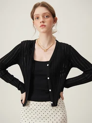 FSLE Knitted Blouse Cardigan Jacket In Summer Air-Conditioned Room For Women 2024 Summer New Versatile Casual Top 24FS12116