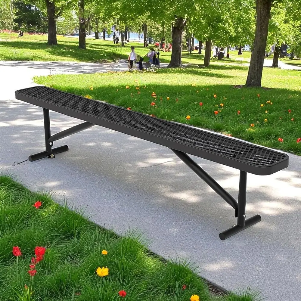 

8ft Long Metal Outdoor Bench for Patio, Garden, Park, and Commercial Use