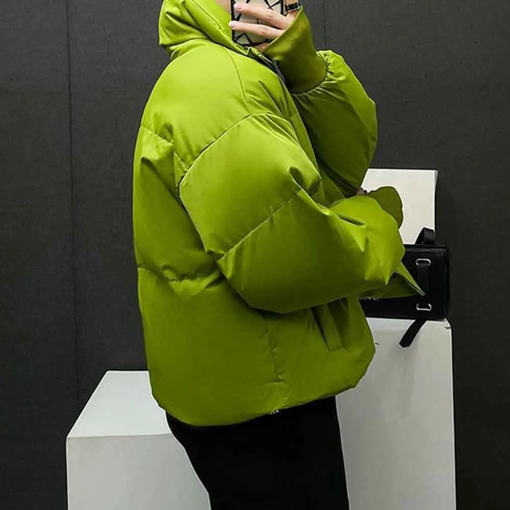 2025 شتاء جديد الرجال بلون سترة قطن بأكمام طويلة الأمريكية الرجعية الموضة العصرية شارع العليا فضفاض المتخصصة الرجال