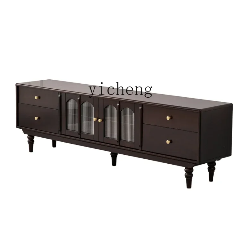 

ZC all solid wood TV cabinet retro living room coffee table TV cabinet combination furniture wine height cabinet combination