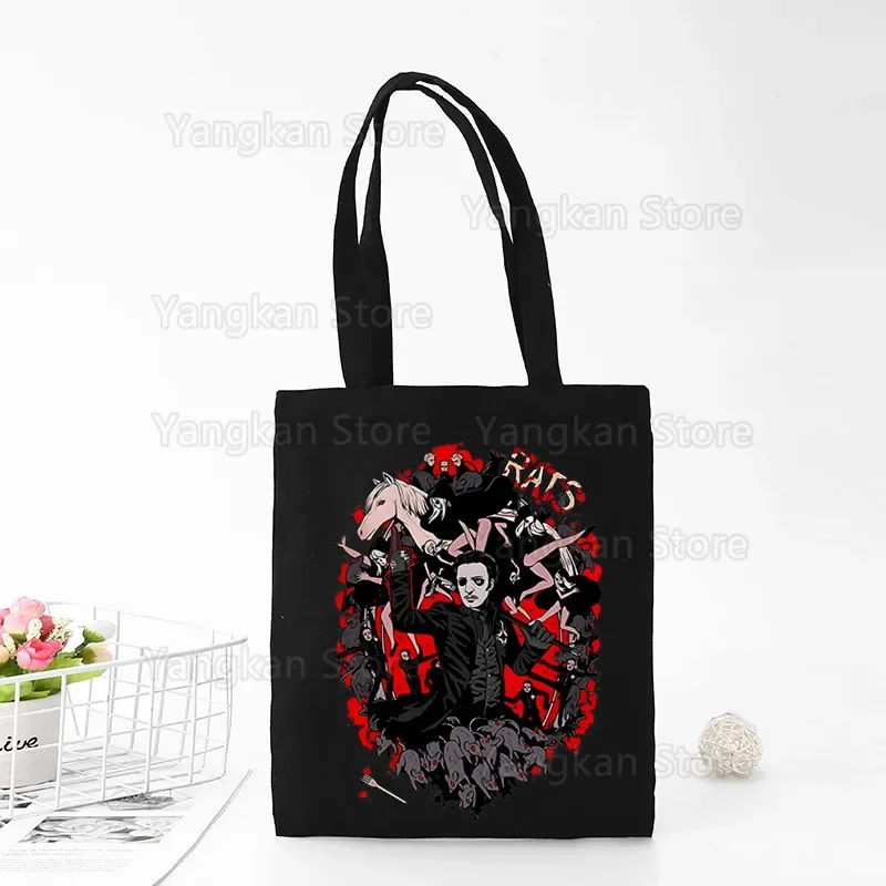 

Ghost Band Simple Cartoon Print Shopping Bags Fashion Life Casual Pacakge Hand Bag Black