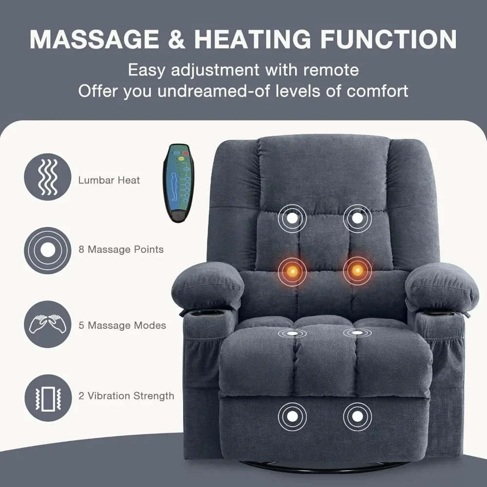 Rocker Recliner Chair with Vibration Massage and Heat Ergonomic Lounge Chair