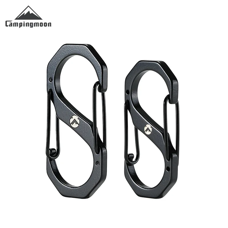 CAMPINGMOON 2 Pcs Outdoor S-Shaped 8-Shaped Buckle Multi Functional Stainless Steel Camping Portable Backpack Quick Lock Buckle