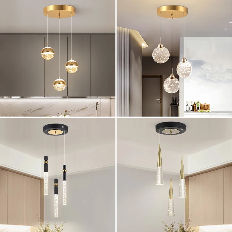 

Crystal Pendant Lights 3 Light Modern Led Chandelier Luxury Hanging Lamp Kitchen Living Room Bedroom Beside Lamp