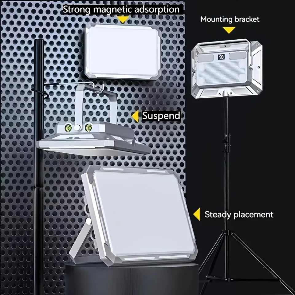 Rechargeable Camping Lantern 2000mAh Ultra Bright LED Work Light 3 Lighting Colors Fast Charge Magnetic Searchlight