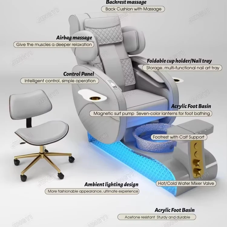 Ductless Electric Foot Therapy Chair Spa Nail Massage Nail Salon Foot Therapy Chair Deluxe Tubular Foot Therapy Massage Chair