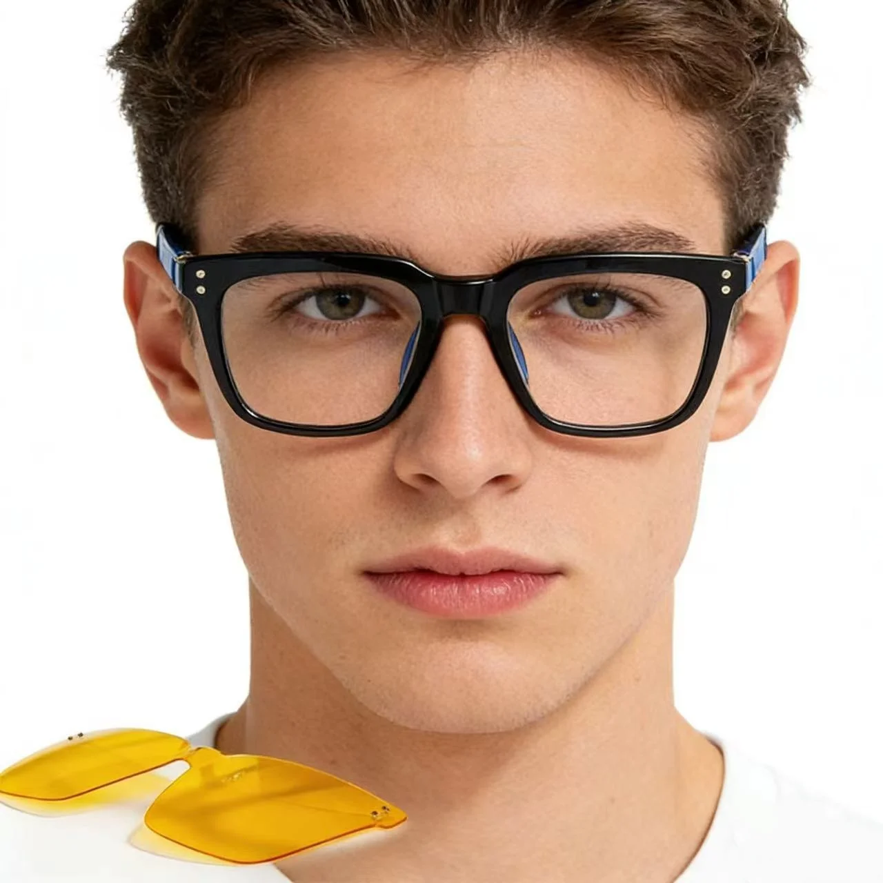 

High-quality 2 in 1 Rectangle Myopia Glasses Magnetic Clip On Sunglasses for Men Hand Made Acetate Eyeglasses for Man