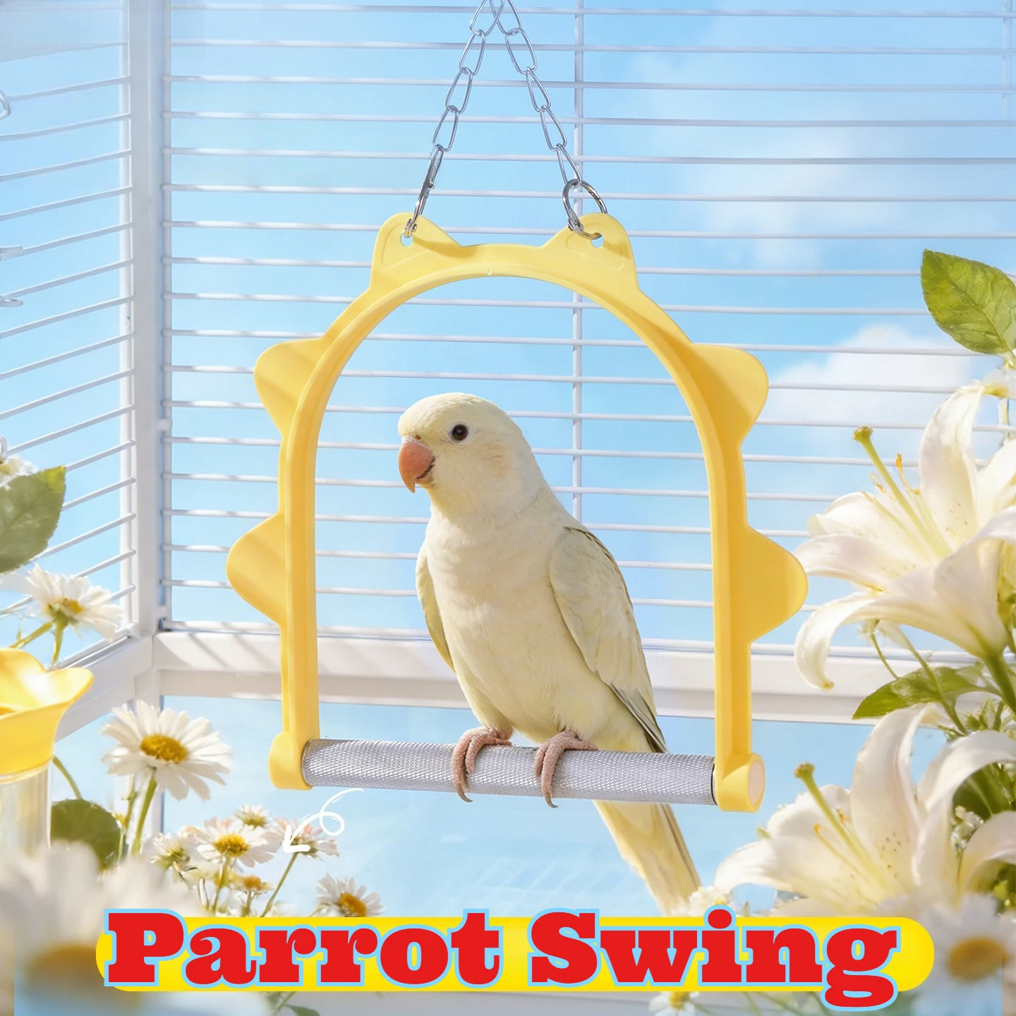 

Parrot Swing Toy Chew Play Relax Perch Budgie Lovebird Cockatiel Small Birds Claw Grinding Boredom Relief Hanging Bird Plaything
