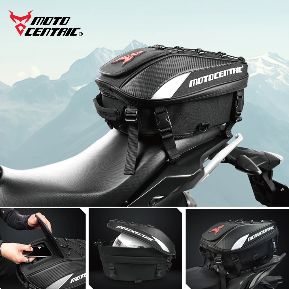 

MOTOCENTRIC Motorcycle Tail Bag Waterproof oxford Carbon fiber pattern Motorbike Backpack Large Capacity Motocross Rear Seat Bag
