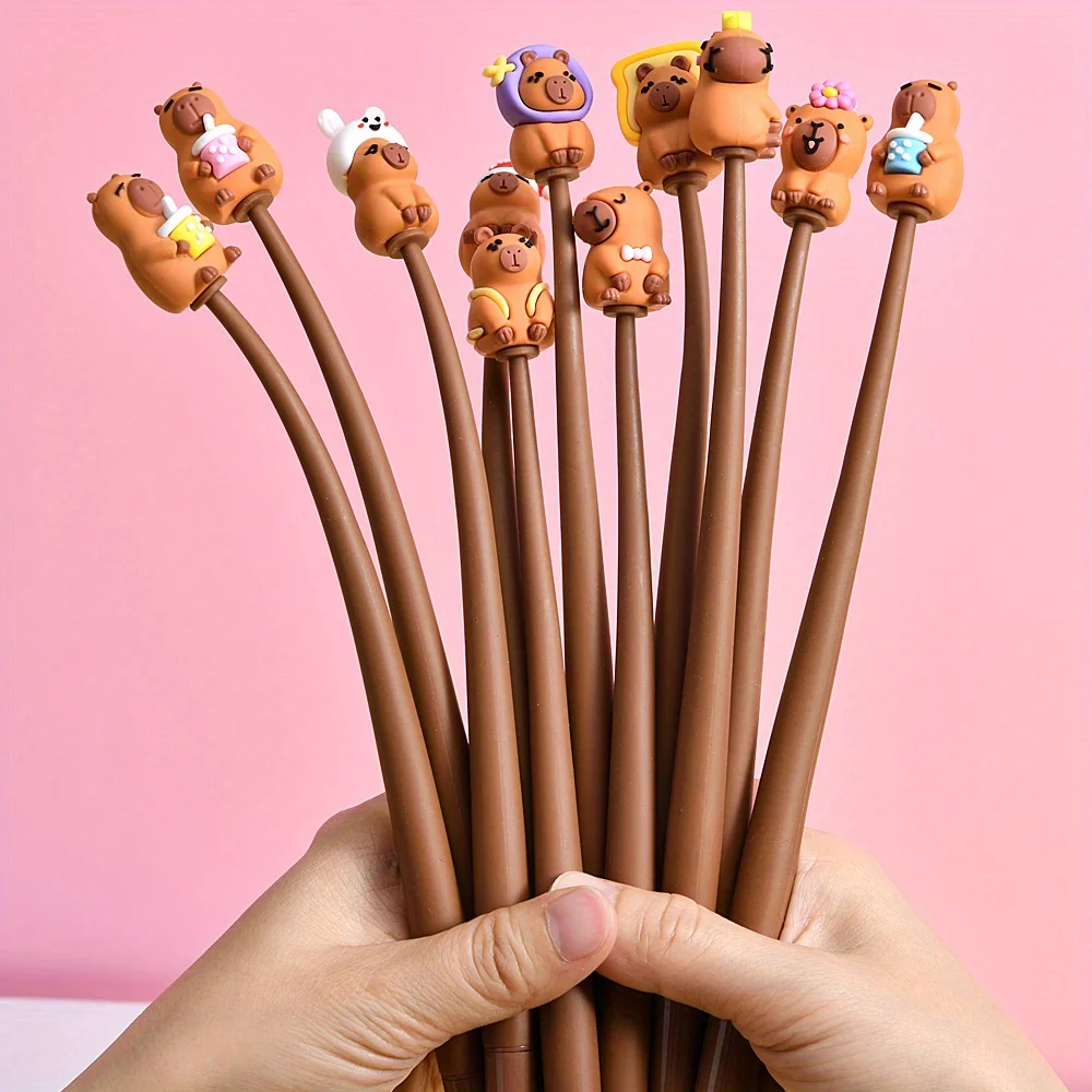 

10pcs of Shaking Kapiba Gel Pens, Flexible Ballpoint Pen Set, Party Stationery, Suitable for Office and School Use