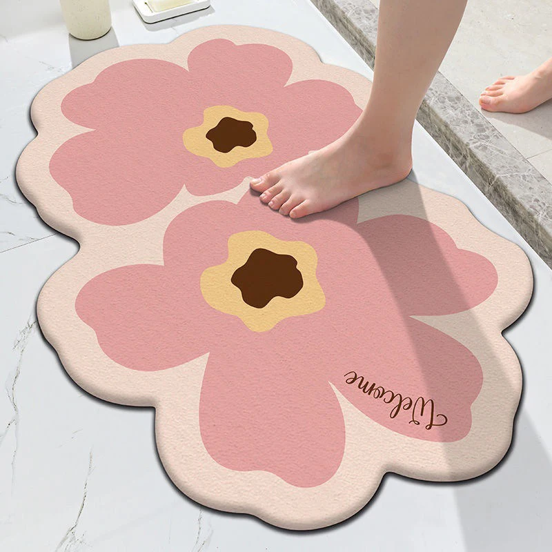 Soft Bath Mats Small Fresh Flowers Floor Mat Rugs Home Entrance Carpet Bedroom Toilet Bathroom Door Absorbent Non-Slip Foot Pad